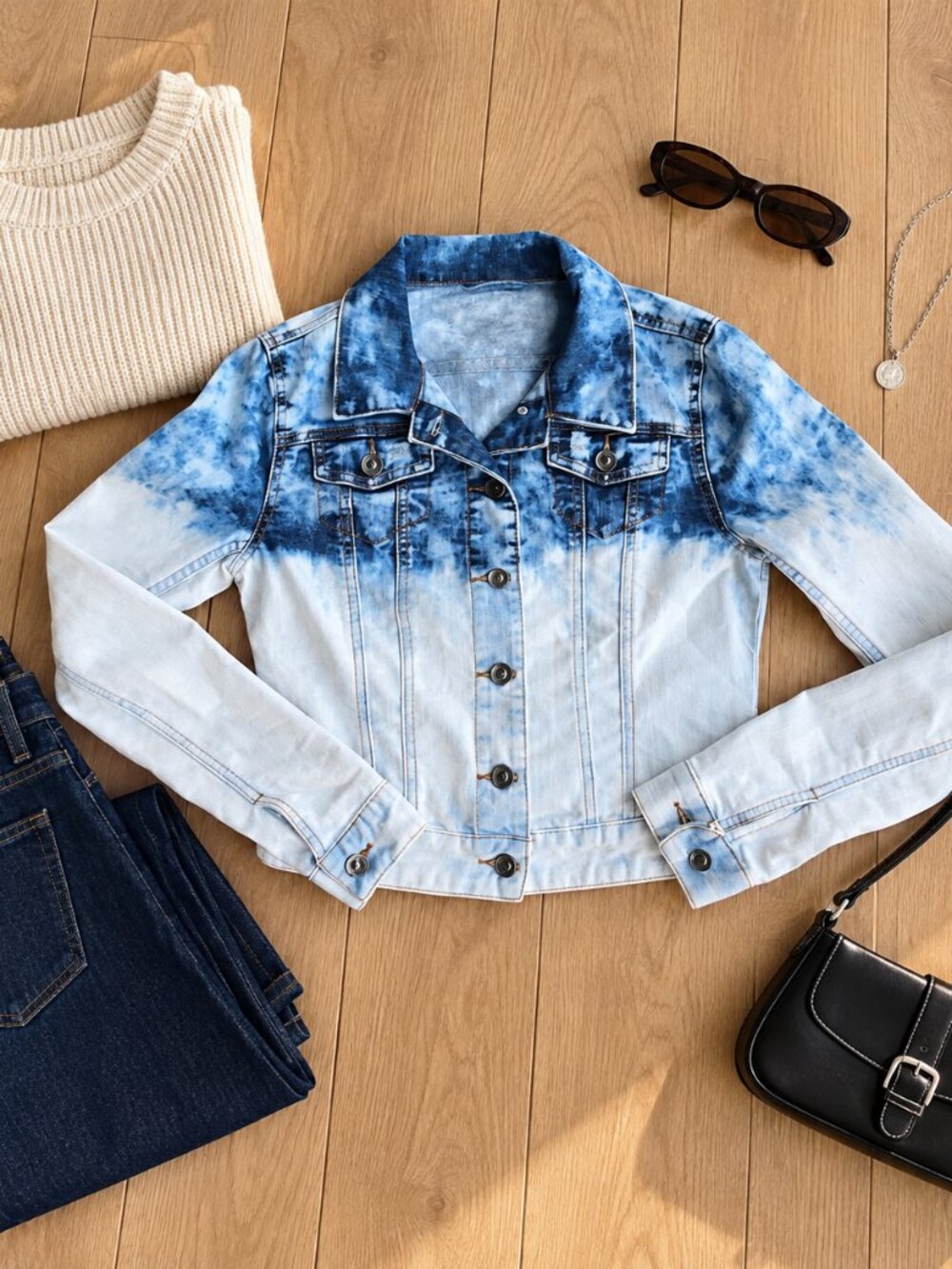 ✨YMI Jeans Tie Dye Acid Wash Dip Bleached Denim Trucker Jacket S✨